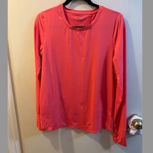 Athleta Long Sleeve Split Back with Thumb Holes Athletic Top in Coral